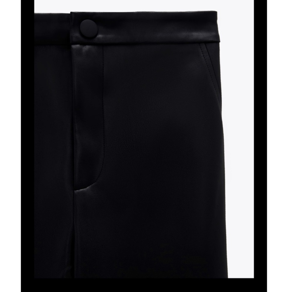 High waisted black faux leather leggings - Picture 5 of 8